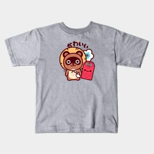 Tanuki Omamori Kawaii Kids T-Shirt